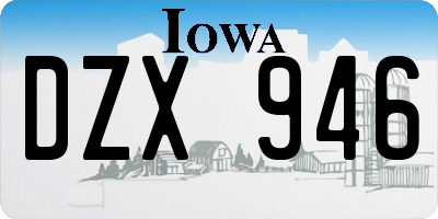 IA license plate DZX946