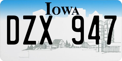 IA license plate DZX947