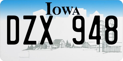 IA license plate DZX948