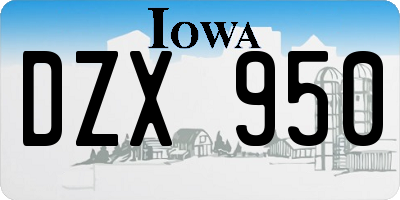 IA license plate DZX950
