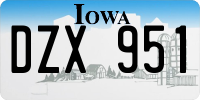 IA license plate DZX951