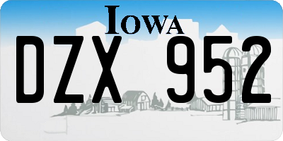 IA license plate DZX952