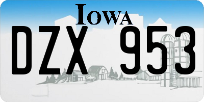 IA license plate DZX953