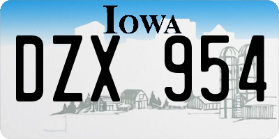 IA license plate DZX954