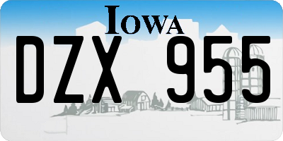 IA license plate DZX955