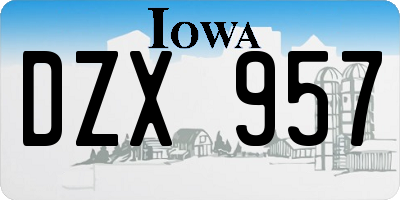 IA license plate DZX957