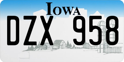 IA license plate DZX958