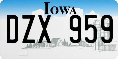 IA license plate DZX959