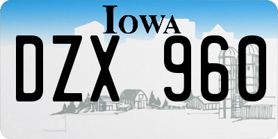 IA license plate DZX960