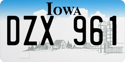 IA license plate DZX961