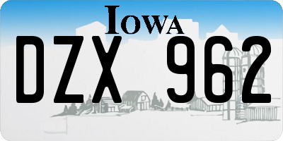 IA license plate DZX962