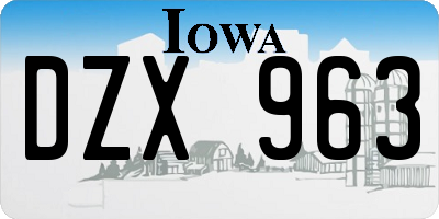 IA license plate DZX963