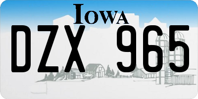 IA license plate DZX965