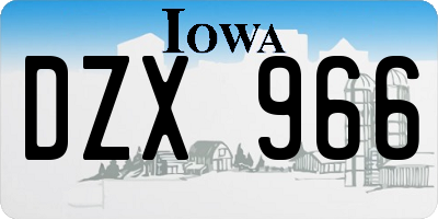 IA license plate DZX966