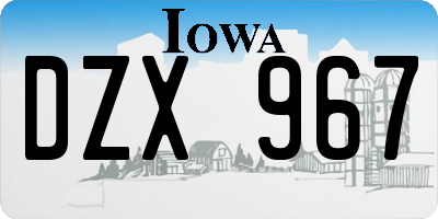 IA license plate DZX967