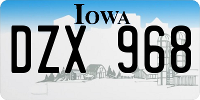 IA license plate DZX968