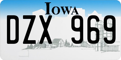 IA license plate DZX969