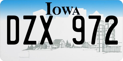 IA license plate DZX972