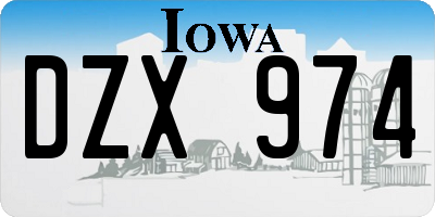 IA license plate DZX974