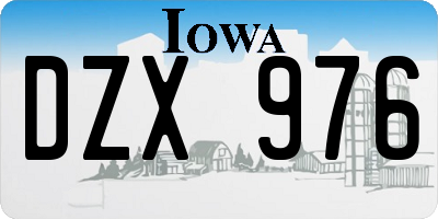 IA license plate DZX976