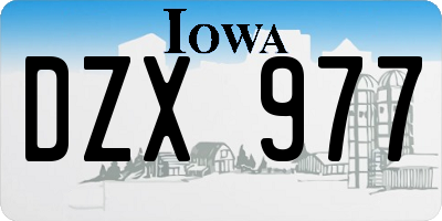 IA license plate DZX977
