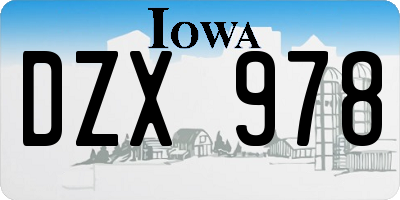 IA license plate DZX978