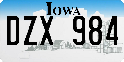 IA license plate DZX984