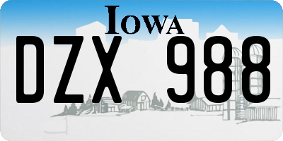IA license plate DZX988