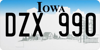 IA license plate DZX990