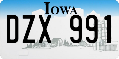 IA license plate DZX991