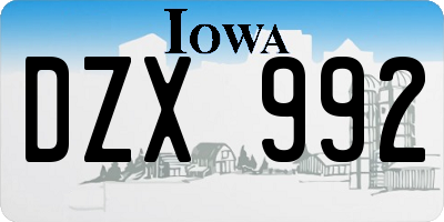 IA license plate DZX992