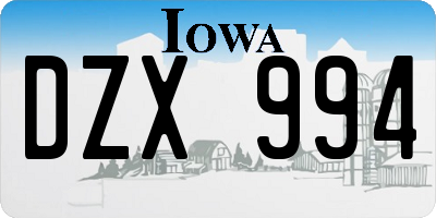 IA license plate DZX994