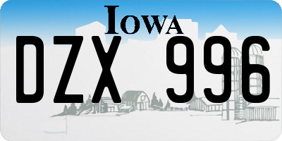 IA license plate DZX996