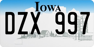 IA license plate DZX997