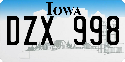 IA license plate DZX998
