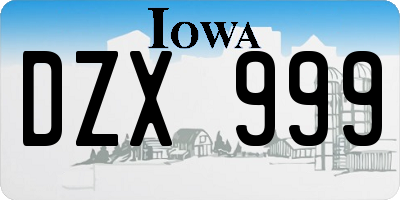 IA license plate DZX999