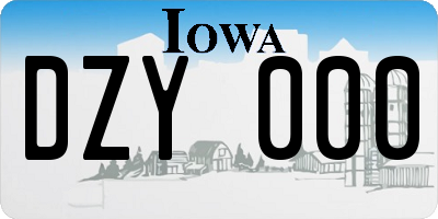 IA license plate DZY000