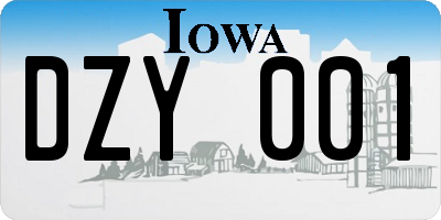 IA license plate DZY001