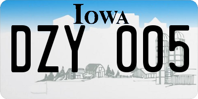 IA license plate DZY005