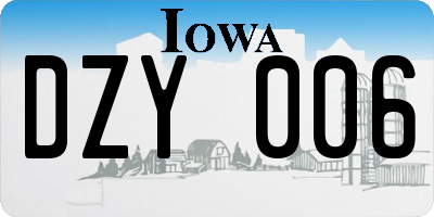 IA license plate DZY006