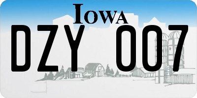 IA license plate DZY007