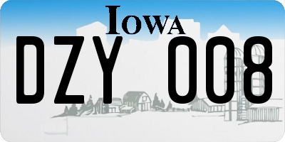 IA license plate DZY008