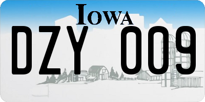 IA license plate DZY009