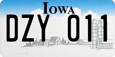 IA license plate DZY011