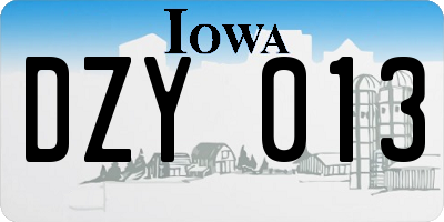 IA license plate DZY013