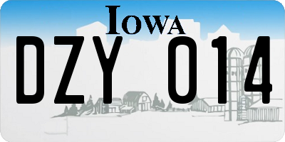 IA license plate DZY014