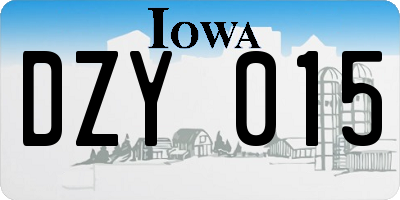 IA license plate DZY015