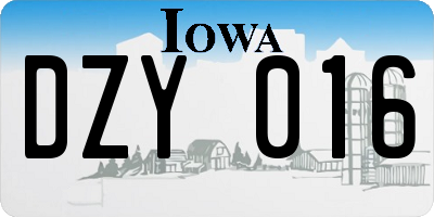 IA license plate DZY016