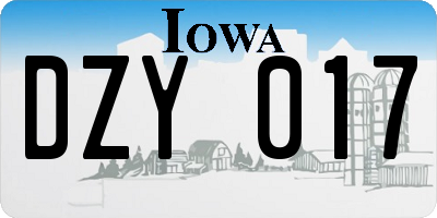 IA license plate DZY017