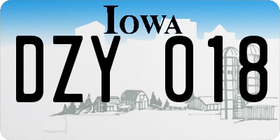 IA license plate DZY018